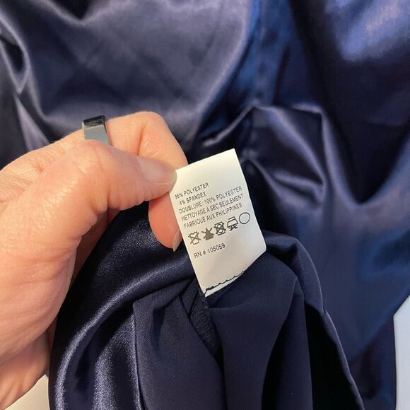 Vintage Y2K DJ-JAZ Navy Ruffle V-Neck Dress Size 14 - Picture 5 of 7